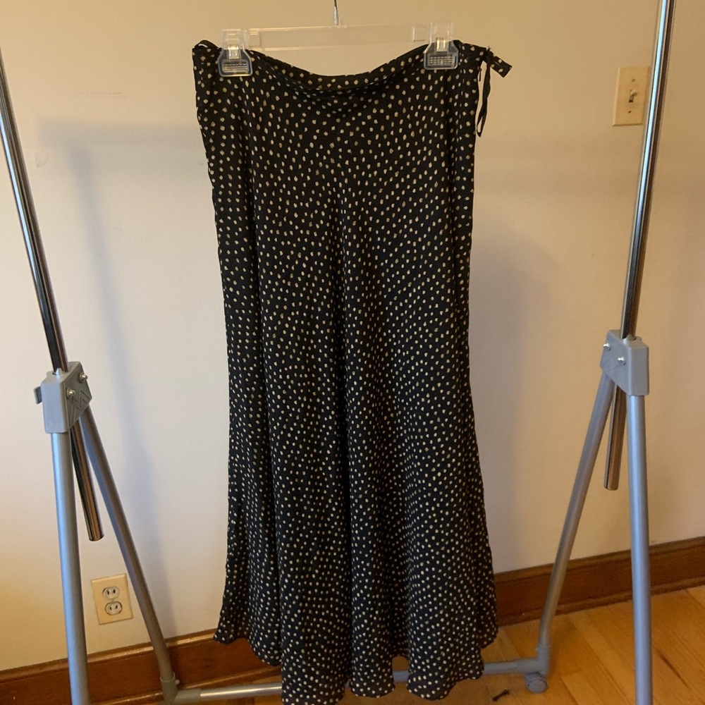 Polka dot long silk skirt